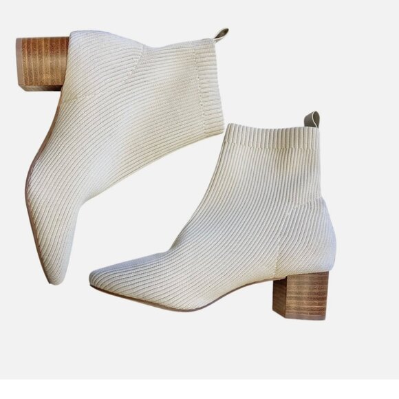 Joie Shoes - JOIE Neely Ribbed Stretch Sock Ankle Heeled Boot Neutral Women's size 8M